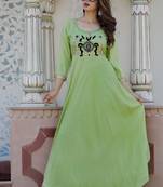 Green printed cotton kurtas-and-kurtis