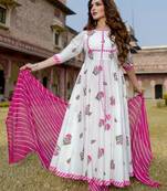 White printed rayon kurtas-and-kurtis