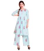 Green printed cotton kurtas-and-kurtis