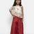 White Printed Organza Girls Top Bottom