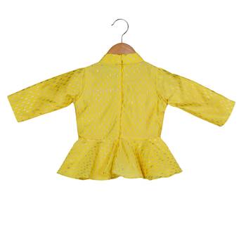 Yellow, Orange, Sea Green Peplum Top with Dhoti 3