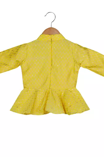 Yellow, Orange, Sea Green Peplum Top with Dhoti