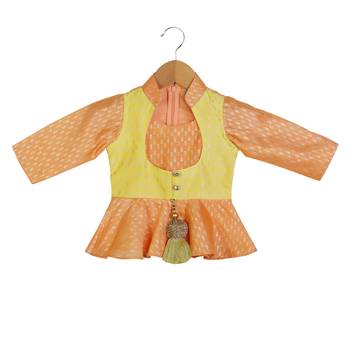 Orange, Yellow, Light Green Peplum Top with Dhoti 2