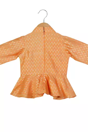 Orange, Yellow, Light Green Peplum Top with Dhoti