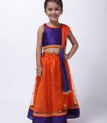 Orange Sequin Net Lehenga Choli For Baby Girl