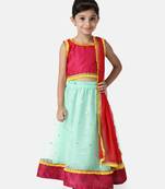 Light Green Sequin Net Lehenga Choli For Baby Girl