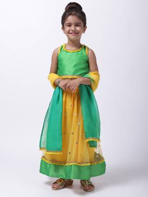 Yellow Sequin Net Lehenga Choli For Baby Girl 1