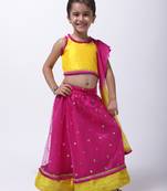 Pink Sequin Net Lehenga Choli For Baby Girl