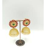 Ruby stone gold plated jhumkas