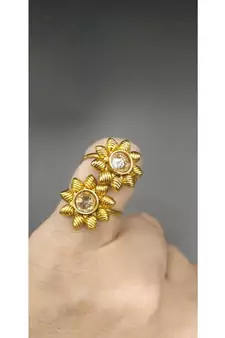 Gold Plated Stone Toe Rings