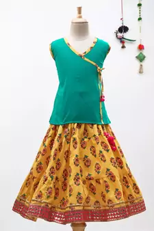 Green Sanganeri Print Cambric Cotton Skirt Top