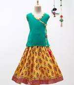Green Sanganeri Print Cambric Cotton Skirt Top