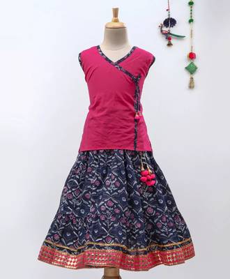 Pink Sanganeri Print Cambric Cotton Skirt Top 1