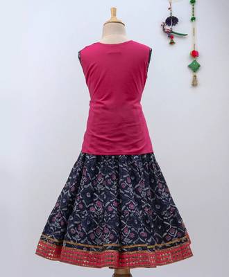 Pink Sanganeri Print Cambric Cotton Skirt Top 2