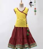 Yellow Sanganeri Print Cambric Cotton Skirt Top