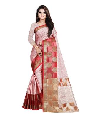 Red Woven Banarasi Saree With Blouse 1