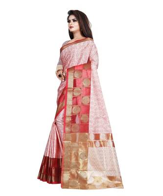 Red Woven Banarasi Saree With Blouse 2