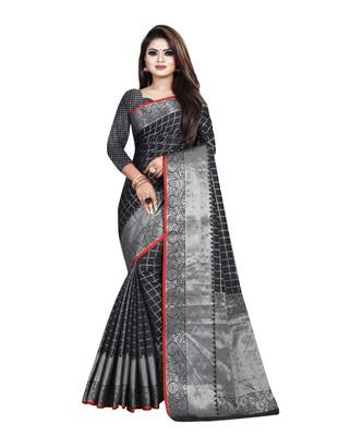 Black Woven Banarasi Saree With Blouse 1