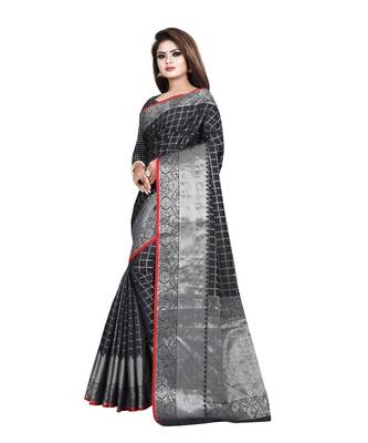 Black Woven Banarasi Saree With Blouse 2