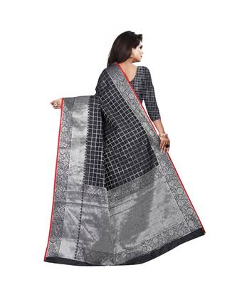 Black Woven Banarasi Saree With Blouse 4