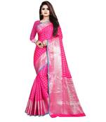 Pink Woven Banarasi Saree With Blouse