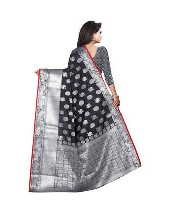 Black Woven Banarasi Saree With Blouse 4