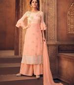Peach embroidered georgette salwar