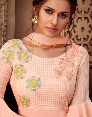 Peach embroidered georgette salwar 2