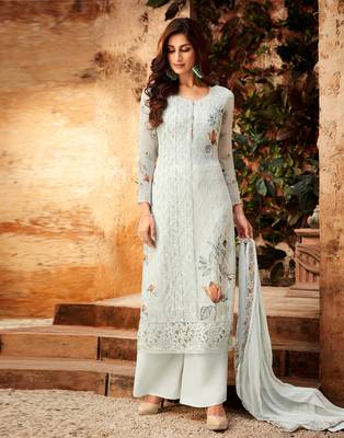 Grey embroidered georgette salwar 1