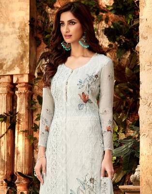 Grey embroidered georgette salwar 2