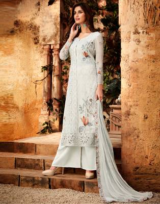 Grey embroidered georgette salwar 3
