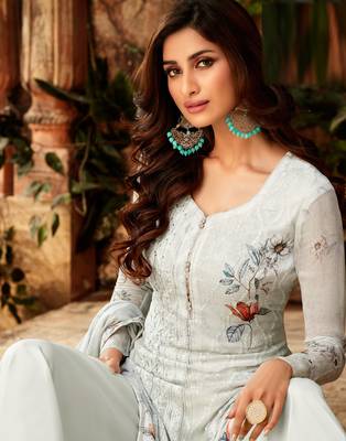 Grey embroidered georgette salwar 4