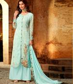 Blue embroidered georgette salwar
