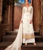 White embroidered georgette salwar