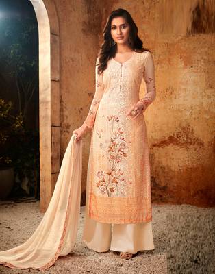 Peach embroidered georgette salwar 1