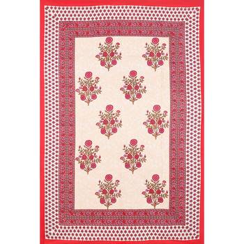 Cotton Jaipuri Hand Printed Floral Single Bedsheet with One Pillow Cover 3