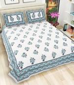 Jaipuri Hand Block Printed Traditional Cotton Double Bedsheet with 2 Pillow Covers
