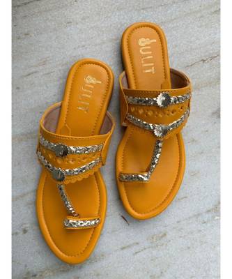Yellow Kolhapuri Flats 1