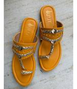 Yellow Kolhapuri Flats