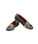 Black ,Hand embroidered ,cotton silk,mocassins