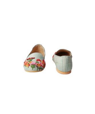 Sky blue,Hand embroidered,silk, moccasins 3