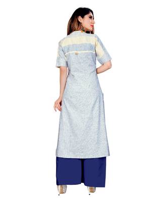 cream Lilen Hand Work Women   s Kurta & Kurti 3