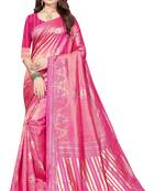 Pink Woven Banarasi Saree With Blouse