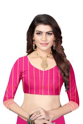 Pink Woven Banarasi Saree With Blouse 5