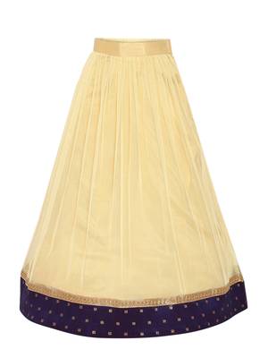 Girl'S Cream Silk Lehenga Choli & Dupatta Set 4