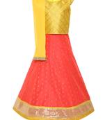 Girl'S Pink Silk Lehenga Choli & Dupatta Set