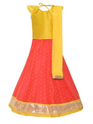 Girl'S Pink Silk Lehenga Choli & Dupatta Set 2