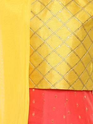 Girl'S Pink Silk Lehenga Choli & Dupatta Set 3