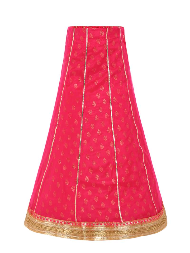 Girl'S Pink Silk Lehenga Choli & Dupatta Set