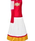 Girl'S White Silk Lehenga Choli & Dupatta Set